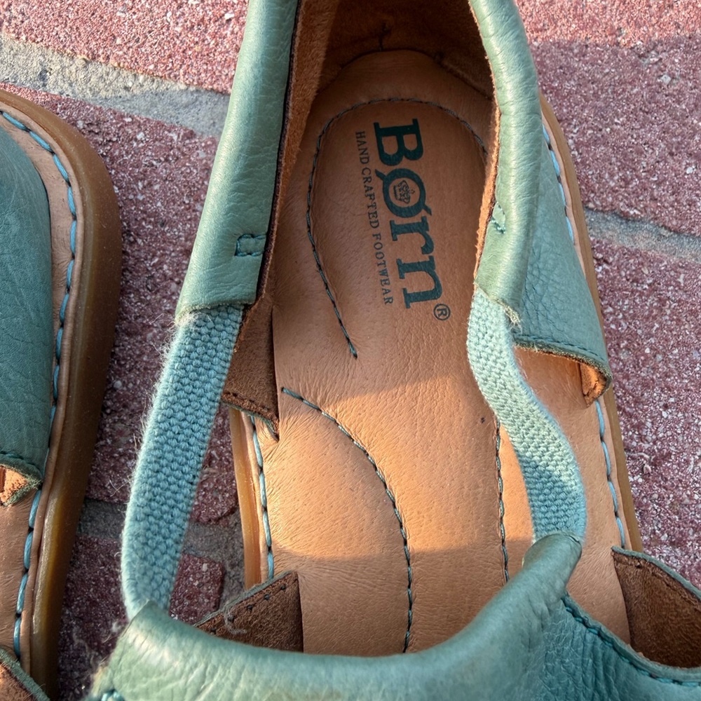 Børn Teal Leather Sandals - Picture 4 of 9